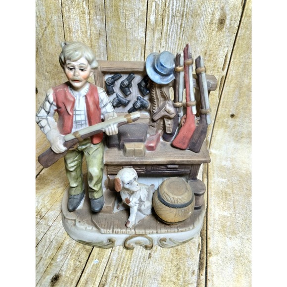 Vtg Hunter Dog & Guns Figurine Old Man Shot Guns Hand Guns Holster (su1) - Picture 3 of 9